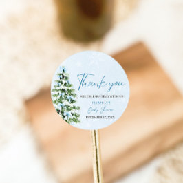 ブルーボーズクリスマスツリーガールウィンターベビーシャワー ラウンドシール