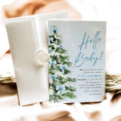 ブルーボーズクリスマスツリーハローベビーベビーシャワー 招待状