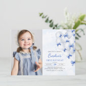 ブルーボーズバルーン誕生日フォト招待状 招待状 (スタンド正面)