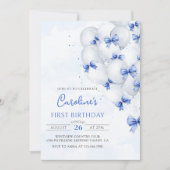 ブルーボーズバルーン誕生日招待状 招待状 (正面)