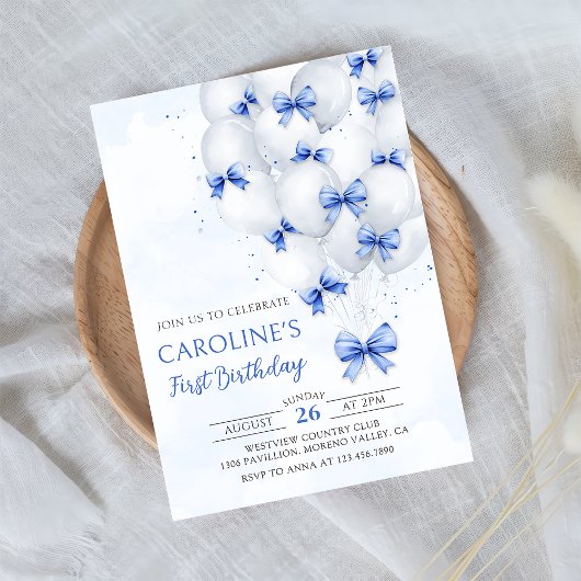 ブルーボーズバルーン誕生日招待状 招待状