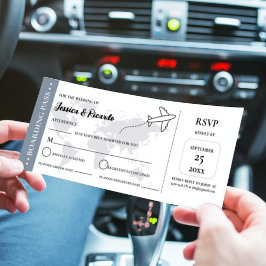 ブルーボーディングパスウェディングRSVPエンクロージャカード 招待状