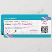 ブルーボーディングパスブライダルシャワー 招待状 (正面/裏面)