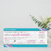 ブルーボーディングパスブライダルシャワー 招待状 (スタンド正面)