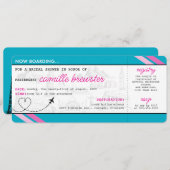 ブルーボーディングパスブライダルシャワー 招待状 (正面/裏面)