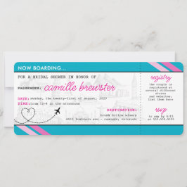 ブルーボーディングパスブライダルシャワー 招待状