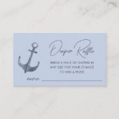 ブルーボートをテーマにした赤ちゃんシャワーおむつラッフル エンクロージャーカード (正面)