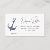 ブルーボートをテーマにした赤ちゃんシャワーおむつラッフル エンクロージャーカード (正面)