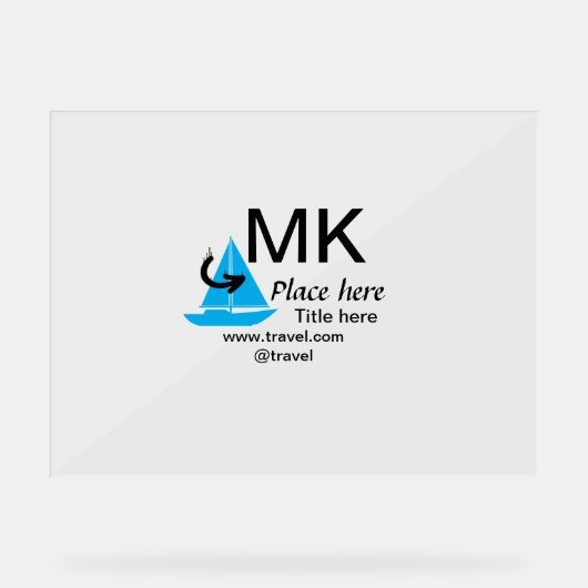 ブルーボート黒矢印トラベルエージェントブログWebサイトt アクリルサイン (正面)