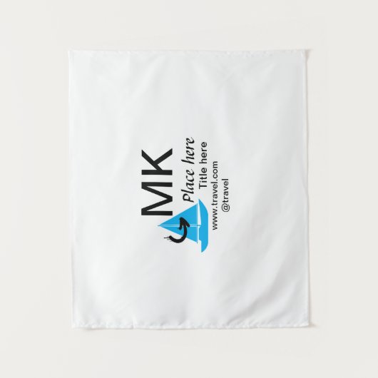 ブルーボート黒矢印トラベルエージェントブログWebサイトt タペストリー (正面)