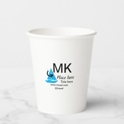 ブルーボート黒矢印トラベルエージェントブログWebサイトt 紙コップ (正面)
