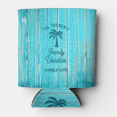 ブルーボードトロピカルパームツリーサマーバケーション 缶クーラー (正面)