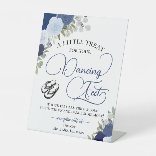 ブルーボーバラ踊り足フリップフロッ結婚プ 台座サイン (正面)