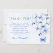 ブルーボーバルーンガール誕生日サンキューカード サンキューカード (正面)