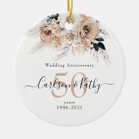 ブルーボーパーソナライズされたホフローラ50周年 セラミックオーナメント (正面)