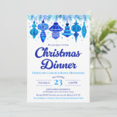 ブルーボーブルクリスマスディナーウォーターカラー 招待状 (スタンド正面)