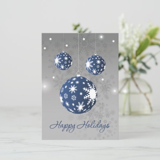 ブルーボーブルススノーフレーククリスマス新年 シーズンカード (スタンド正面)