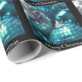 ブルーボーブルズメリークリスマスラッピング紙ブラック ラッピングペーパー (ロールコーナー)