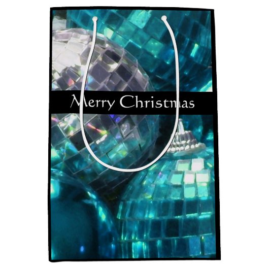 ブルーボーブルズメリークリスマス抱き枕ミディアムブラック ミディアムペーパーバッグ (正面)