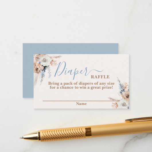 ブルーボーベビーベビーシャワーボーイラッフルカード エンクロージャーカード (正面/裏面インサイチュ)