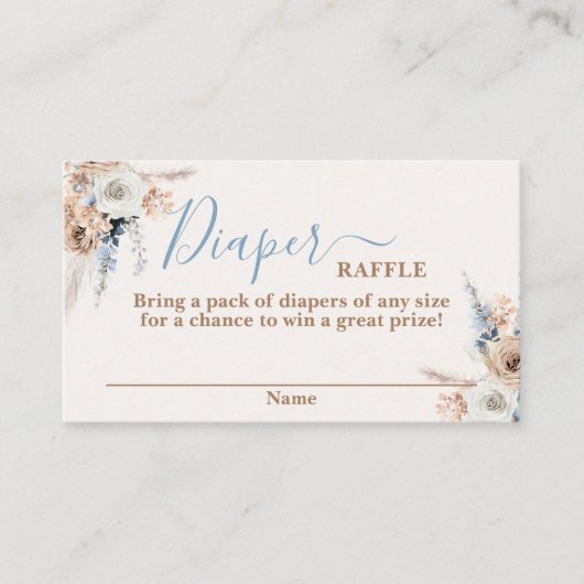 ブルーボーベビーベビーシャワーボーイラッフルカード エンクロージャーカード (正面)