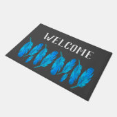 ブルーボーホウォーターのカラーフェザーアート ドアマット (アングル)