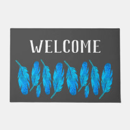 ブルーボーホウォーターのカラーフェザーアート ドアマット