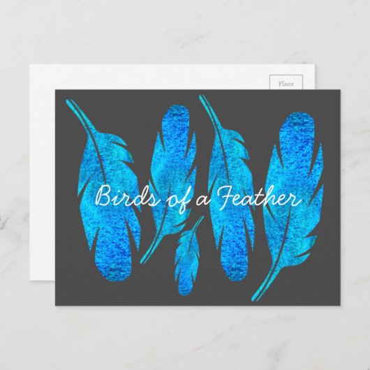 ブルーボーホウォーターのカラーフェザーアート ポストカード (正面/裏面)