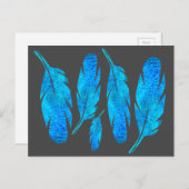 ブルーボーホウォーターのカラーフェザーアート ポストカード (正面/裏面)