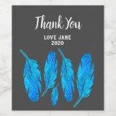 ブルーボーホウォーターのカラーフェザーアート ワインラベル (シングルラベル)