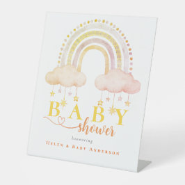 ブルーボーホウォーターカラーレインボーベビーシャワー 台座サイン