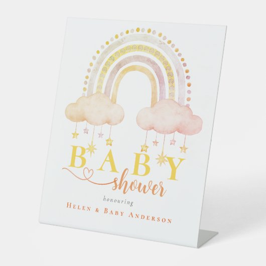 ブルーボーホウォーターカラーレインボーベビーシャワー 台座サイン (正面)