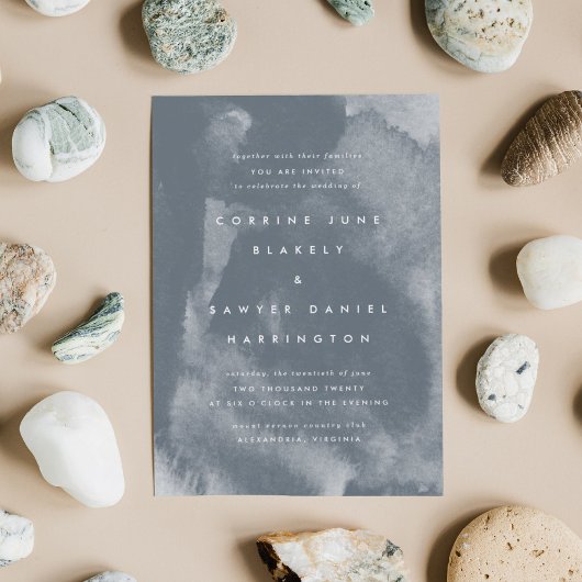 ブルーボーホウォーターカラー結婚式招待状 セーブザデート