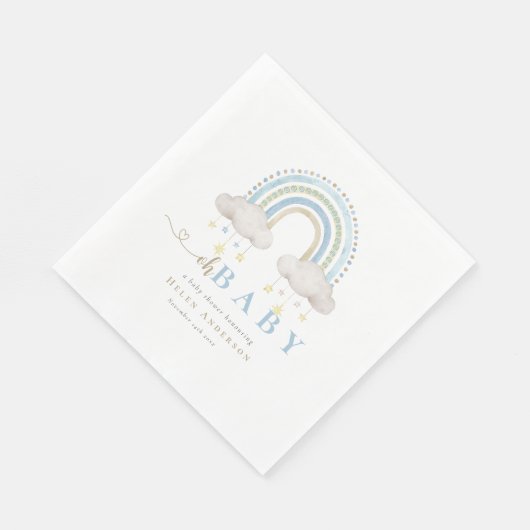 ブルーボーホウォーター色レインボーボーボーイ赤ちゃんシャワー スタンダードランチョンナプキン (角)