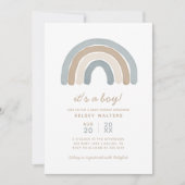 ブルーボーホウォーター色レインボーボーボーイ赤ちゃんシャワー 招待状 (正面)