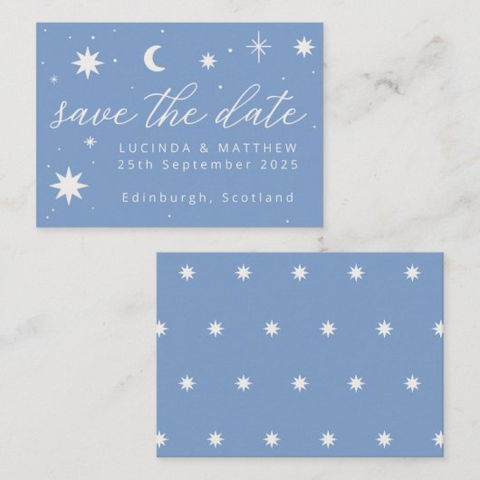 ブルーボーホスターズ結婚式の日付カードを保存 ノートカード (正面/裏面)