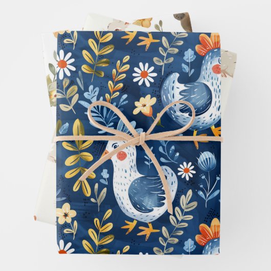 ブルーボーホチキン子供部屋シームレスパターン ラッピングペーパーシート (インサイチュ)