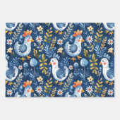 ブルーボーホチキン子供部屋シームレスパターン ラッピングペーパーシート (正面)