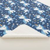 ブルーボーホデザインとユニコーン シェルパブランケット (3/4)