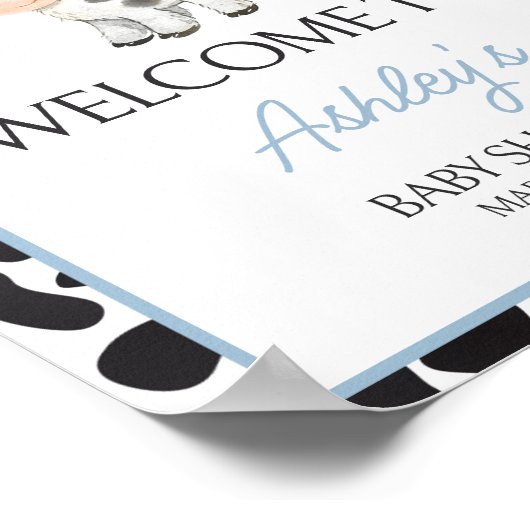 ブルーボーホハイランドカウベイビーシャワーへようこそ ポスター (角)