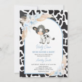ブルーボーホハイランドカウベビーシャワー 招待状 (正面)