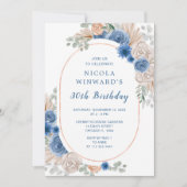 ブルーボーホパンパスグラスバースデーパーティー 招待状 (正面)