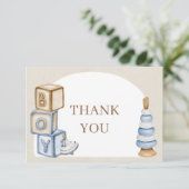 ブルーボーホブロックのおもちゃアーチ サンキューカード (スタンド正面)