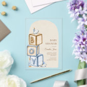 ブルーボーホブロックやおもちゃベイビーシャワー アクリル招待状 (インサイチュ (ウェディング))