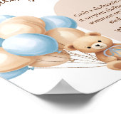 ブルーボーホベアバルーン赤ちゃんシャワー言わないベビー ポスター (角)