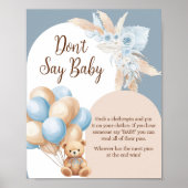 ブルーボーホベアバルーン赤ちゃんシャワー言わないベビー ポスター (正面)
