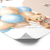 ブルーボーホベアーバルーン赤ちゃんシャワーの好意 ポスター (角)