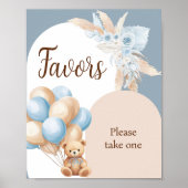 ブルーボーホベアーバルーン赤ちゃんシャワーの好意 ポスター (正面)