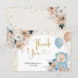 ブルーボーホベアーベビーシャワーサンキューカード サンキューカード