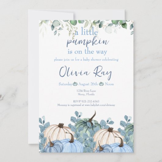 ブルーボーホリトルカボチャが途中 招待状 (正面)